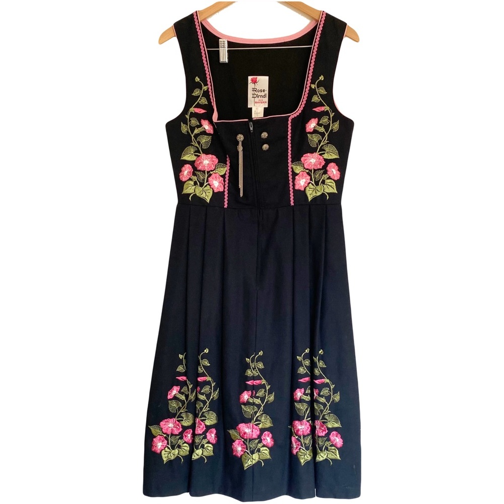 VTG Rose Dirndl Womens Sz 40 German Folk Dress Oktoberfest Embroidered Floral